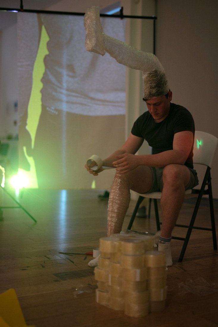 Caught on Tape, 2021. Live Performance, Brewery Tap UCA Project Space. Photo: Alex Davis 